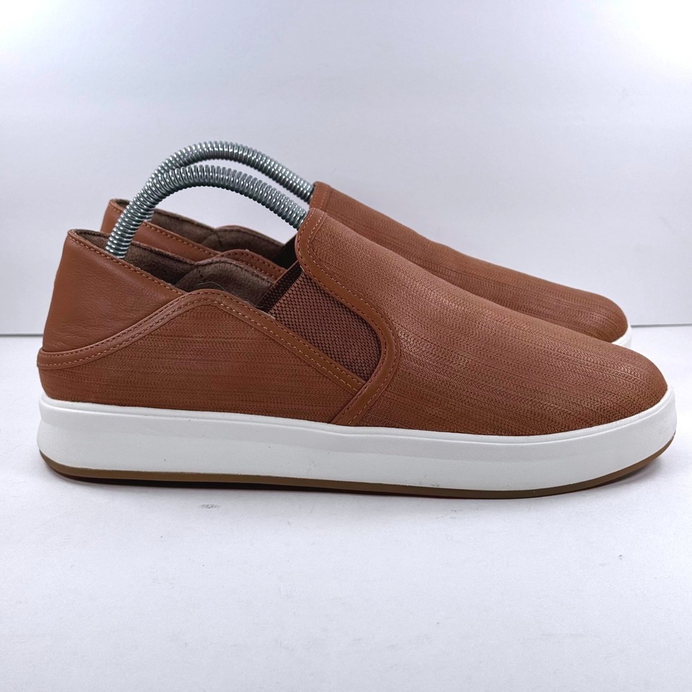 OluKai Ki'ihele 'Ili Leather Slip On Sneakers Fox Brown 20471-FXFX Womens 9